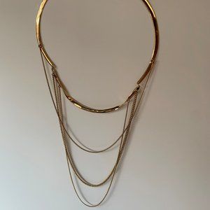 Stella & Dot gold tiered multi-chain necklace
